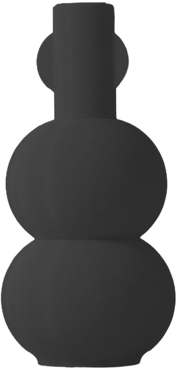 Layvo Zelma Vaas - Zwart - 20 cm - droogbloemen vaas - japandi - gerecycled plastic