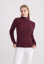 Felix Hardy Kabelgebreid Pullover - 100% Katoen Dames Bordeaux - M