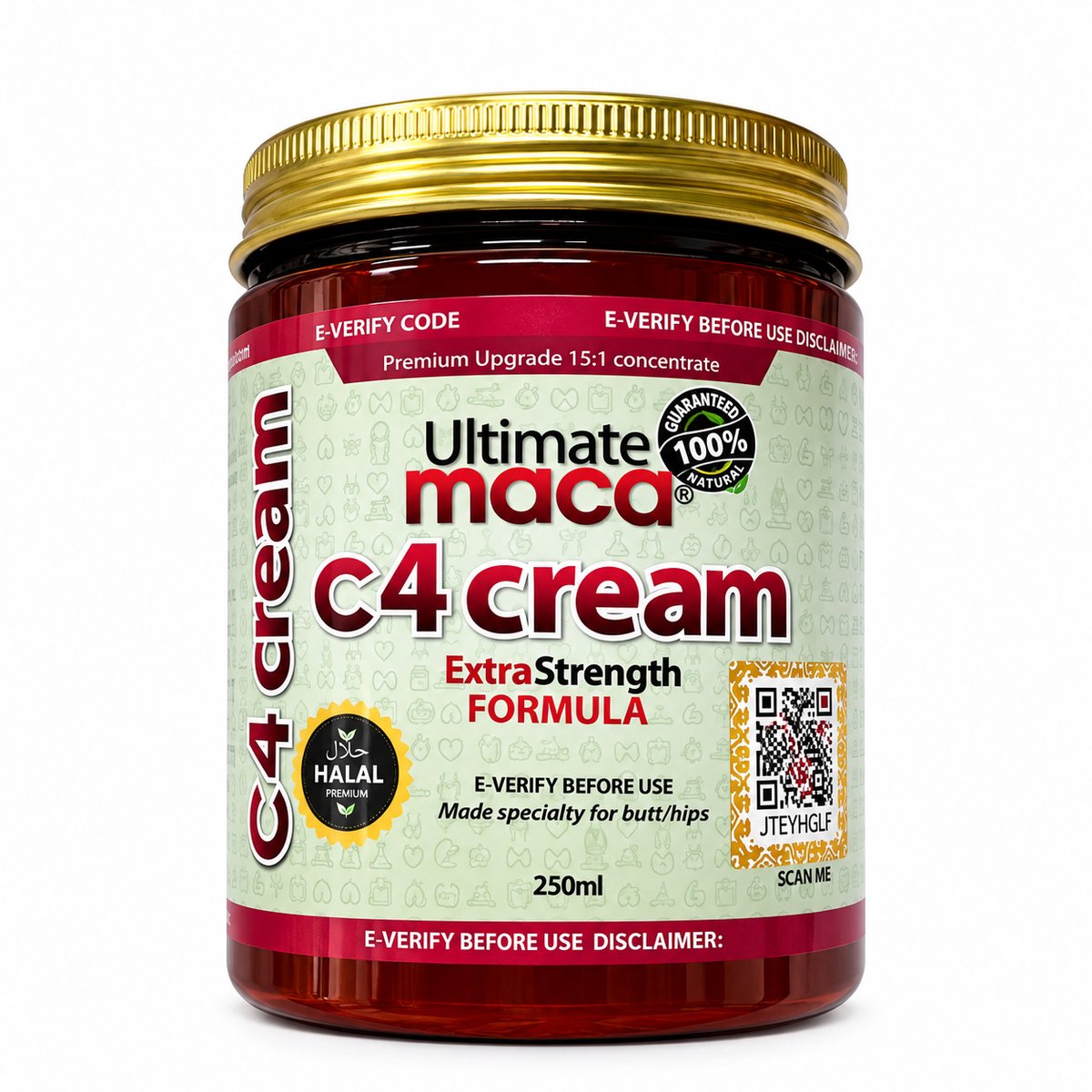 Ultimate Maca - C4 Cream - Verzorgend & Verstevigend - 250ml