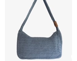 BAYUXX Bags Bali - Model LouLou - Te dragen als SCHOUDERTAS - Handmade in Bali - Kleur denim - Gehaakte zomertas