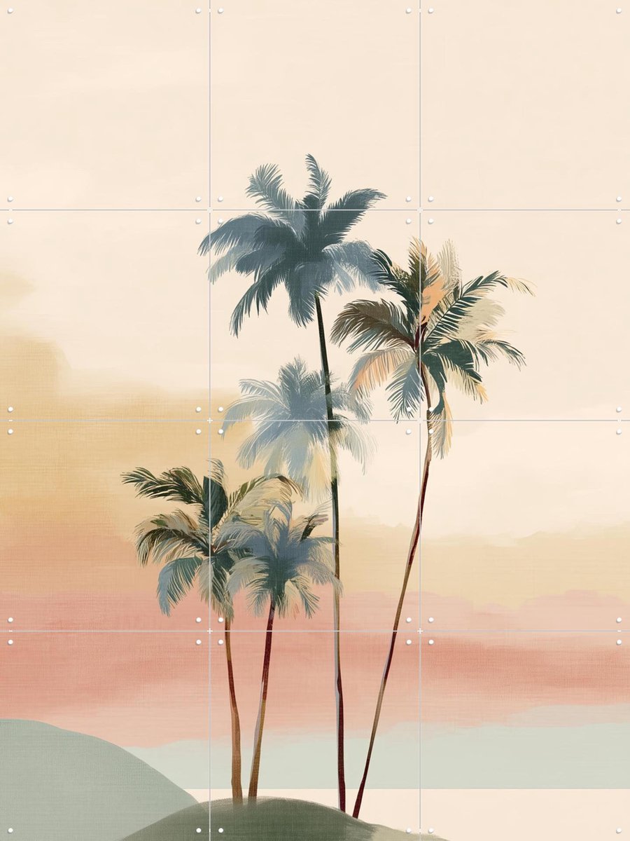 IXXI A Palm Trees At Dusk, Branka Kodžoman - 60 x 80 cm - Gratis ophangtool - Grote wanddecoratie en posters - Speels, Minimalisme, Modern