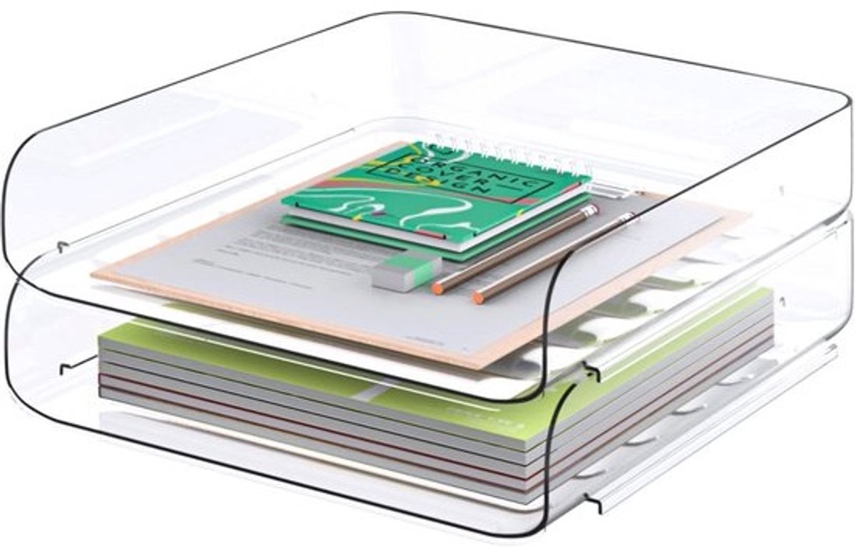 Doorzichtige A4-documentenorganizer set voor bureaus - stapelbare papierhouder met antislipondersteuning