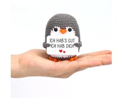 HUKUMA Ich liebe Dich's Gifts Positive Pinguïn, Pocket Hug Pinguïn Valentijnsdagcadeau, partner en koppels geschenken voor Valentijnsdag, trouwdag, ve