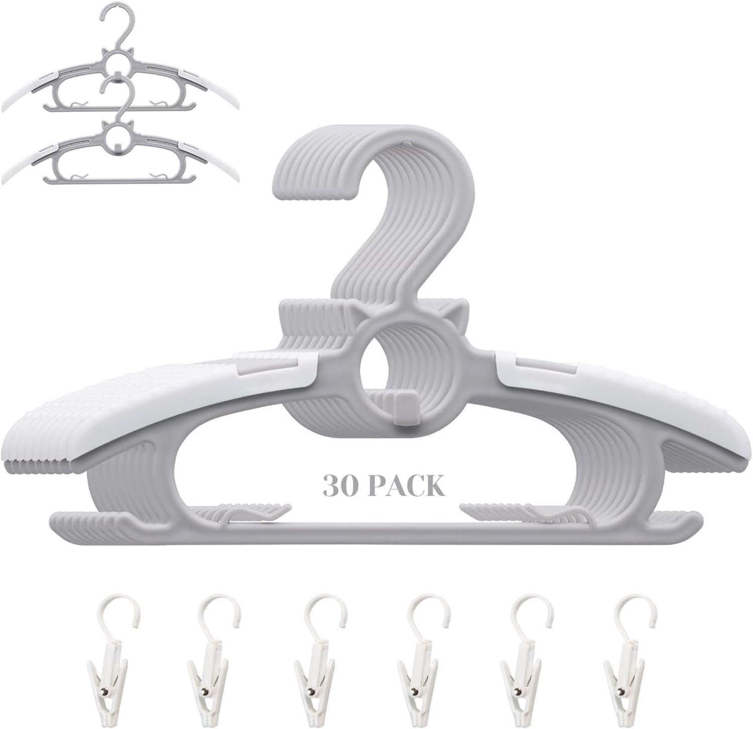 Kleerhangers voor babykamer, ultradun, antislip en uittrekbaar, voor pasgeborenen, 30 stuks, 27,9-35,6 cm, verstelbare kinderkleerhangers voor meisjes, jongens, peuters, kinderen