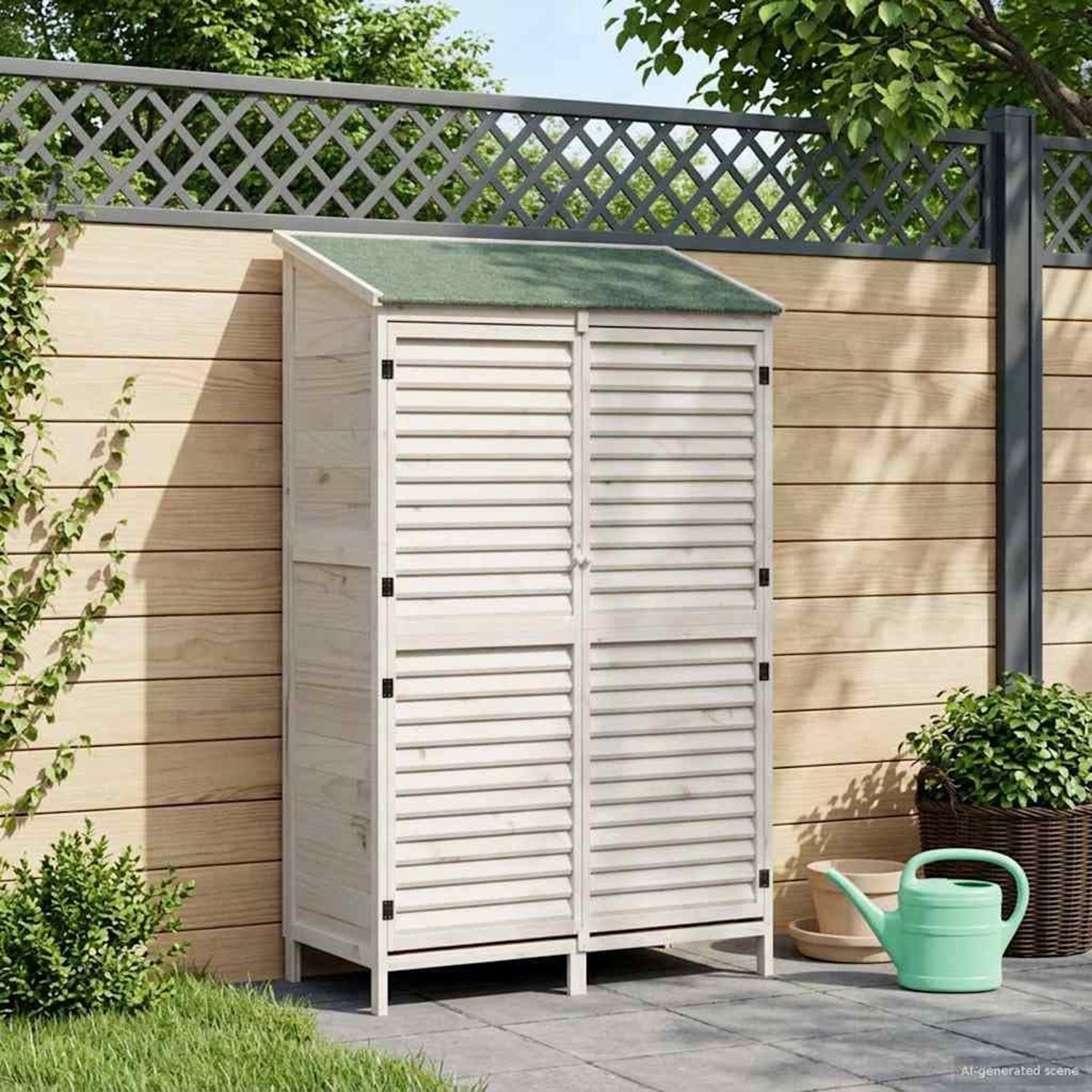 Tuinschuur wit 106 x 56 x 176,5 cm massief hout sparren