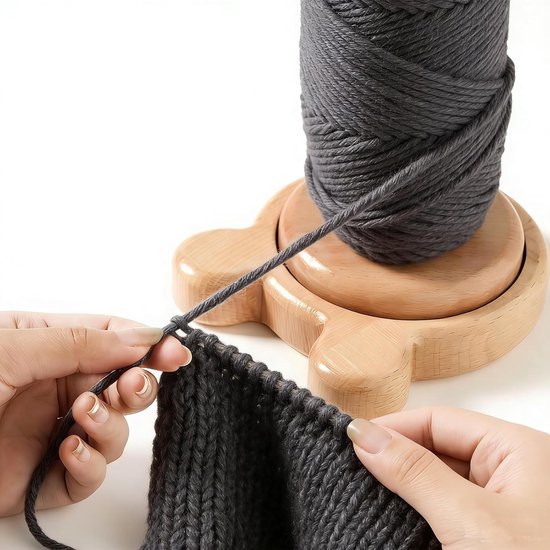Houten Wolhouder en Unwinder - Draaibare Wol Reel voor Breien en Haken - Compacte Organisator voor DIY Creaties en Handwerken — afbeelding 2