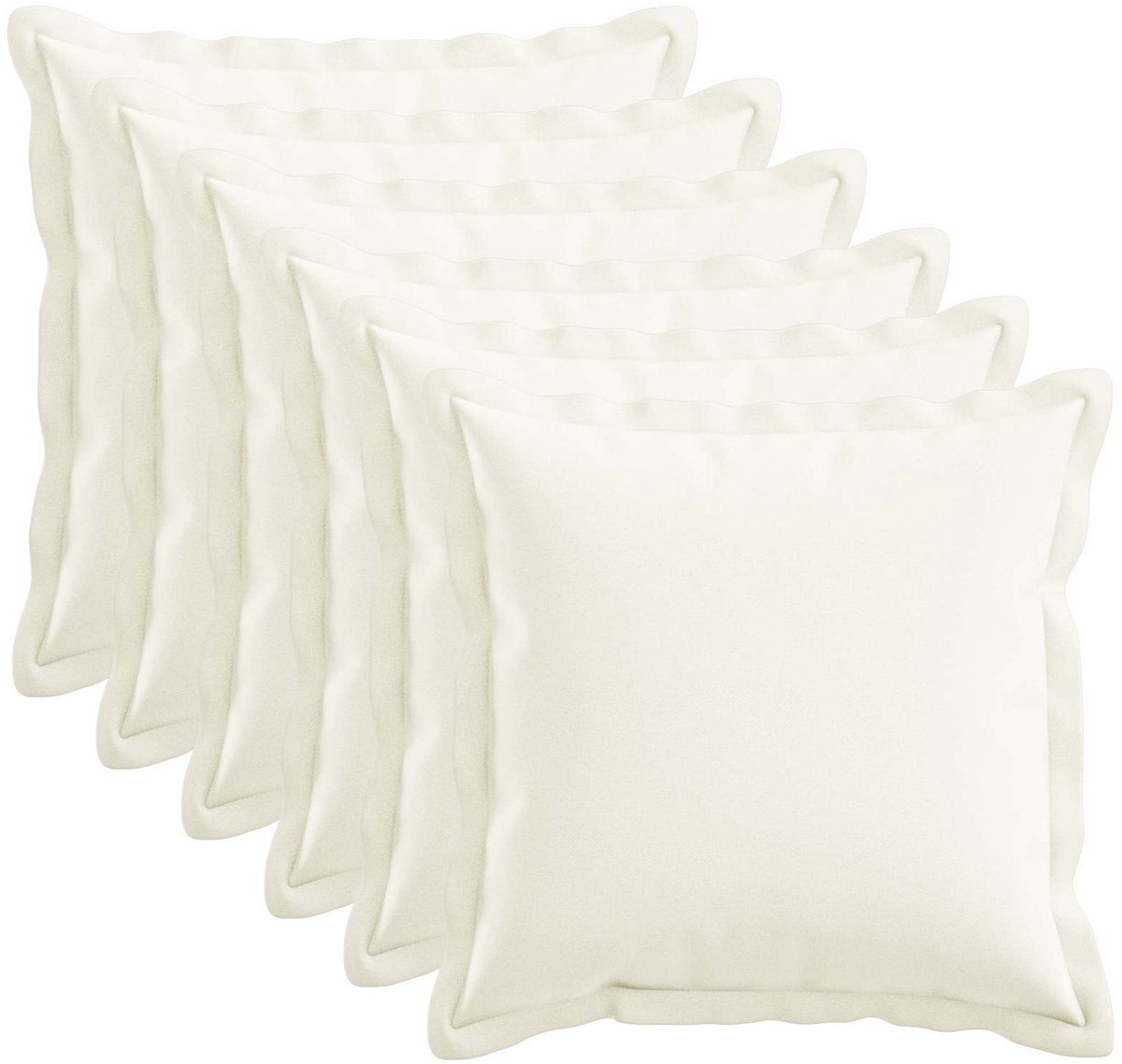 vidaXL Dekenkussen - 6 - st - HOUTEN - Wit - 50 - x - 50 - cm - Faux - Linnen