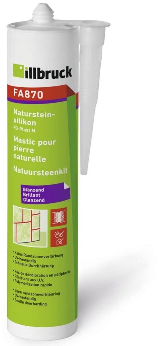Silicone Afdichtmiddel voor Natuursteen 310 ml, Glanzend Wit