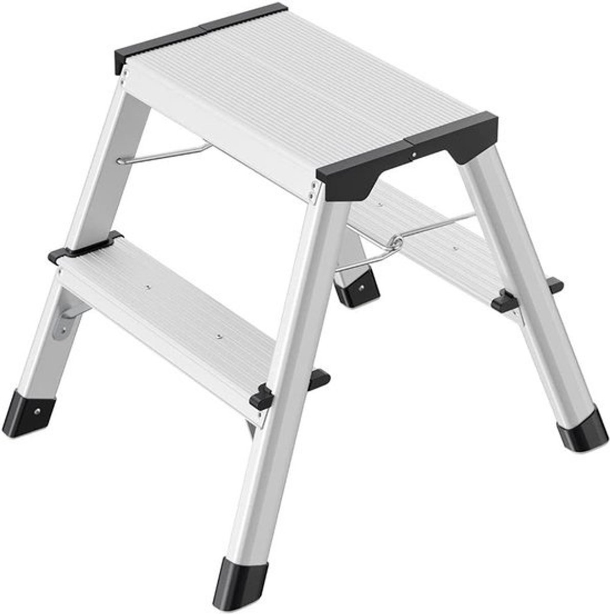 Aluminium trapladder - 2-traps - met Soft-Grip en klapvergrendeling - Werkhoogte tot 240 cm