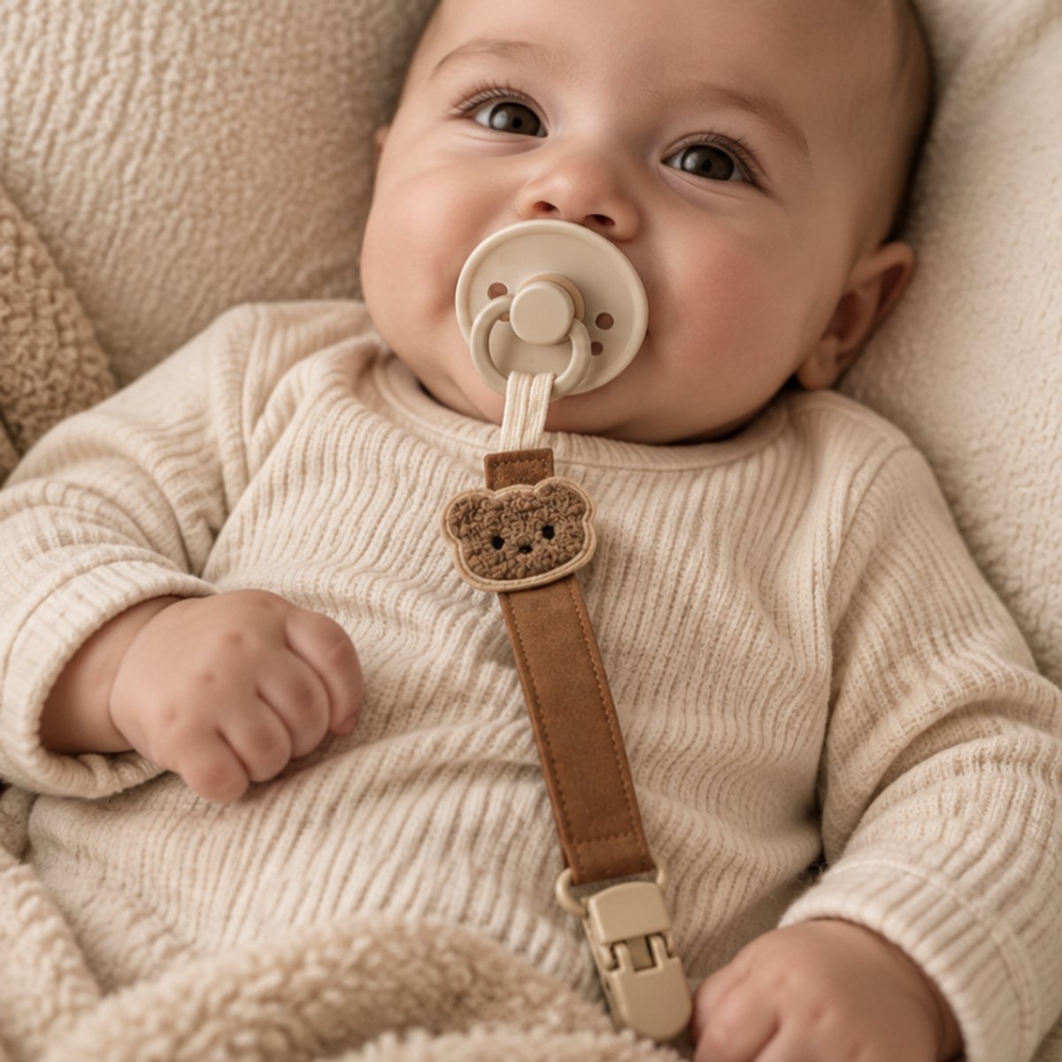 Speenkoord Teddy Beer Bruin – Fopspeenkoord met Clip – Speenhouder voor Baby – Jongen & Meisje – Kraamcadeau & Babyshower Cadeau – foto 5