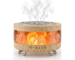 4-in-1 Ultrasone Aroma Diffuser met Himalaya Zoutlamp – Etherische Olie Diffuser & Luchtbevochtiger – 7-Kleuren Nachtlampje met Timer – Ultrastil voor Slaapkamer, Kantoor & Woonkamer