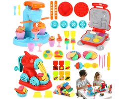 Boetseerklei Voor Kinderen - Speelklei Set - Ijs/Hamburger/Noedelmaker - 12 Kleuren - Tarweklei Veilig - Rollenspel - Knutselen Voor Kinderen - Vanaf 3 Jaar - Educatief & Ouder-kind Spel