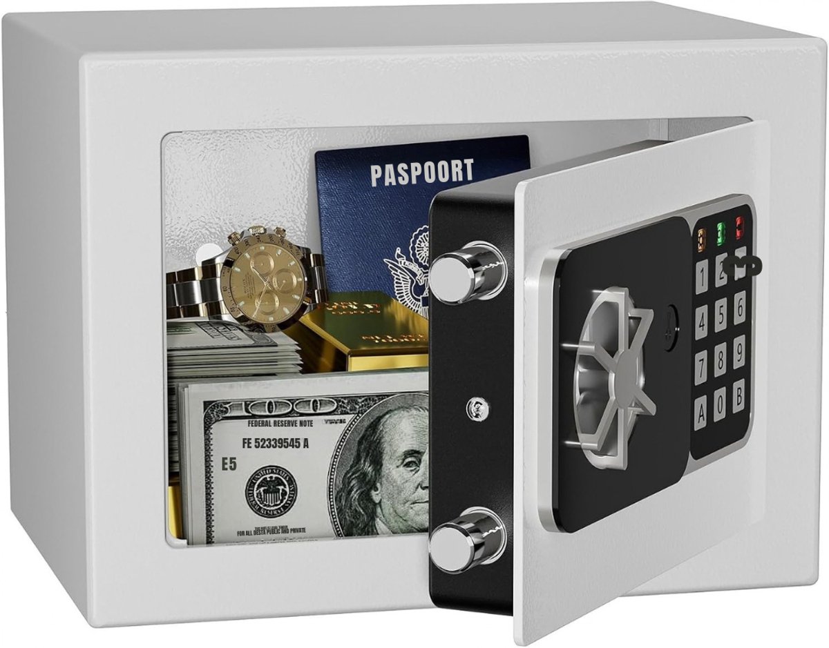 Levo® Kluis Brandwerend voor Geld - Kluis Brandwerend met Sleutel - Geldkluis - Zwart - 17cm x 23cm x 17cm