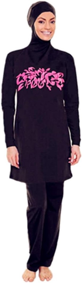 badpak moslim dames meisjes badpak moslim swimwear meisjes dames volledig deken beachwear burkini (Sun108Black, Azië 2XL - Europese maat 42 - 44)