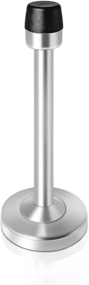 Zwarte wandgemonteerde deurstoppers - 6 inch roestvrijstalen deurhouder - Rubberen bumper - 2 stuks