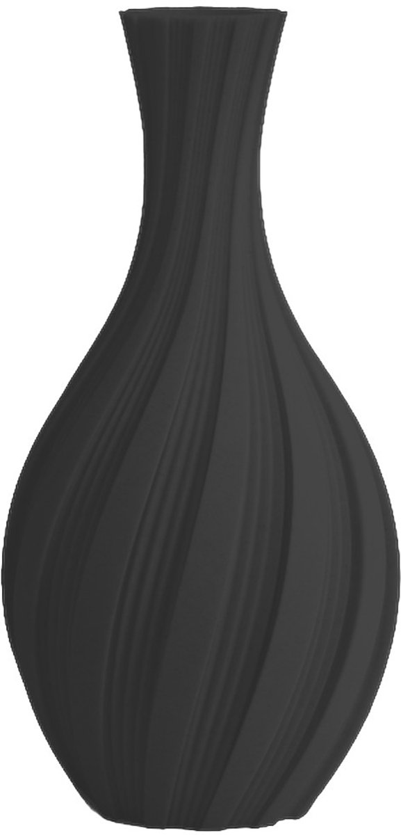 Layvo Lumi Vaas - Zwart - 25 cm - droogbloemen vaas - organische vaas - gerecycled plastic