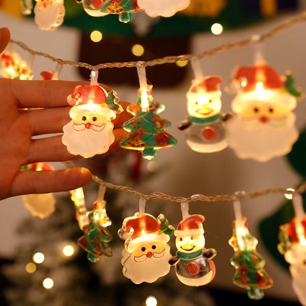 Kerstverlichting op Batterijen met Kerstfiguren - Lichtsnoer 1.5 Meter - 20 LED - Warm Wit - Wantohave