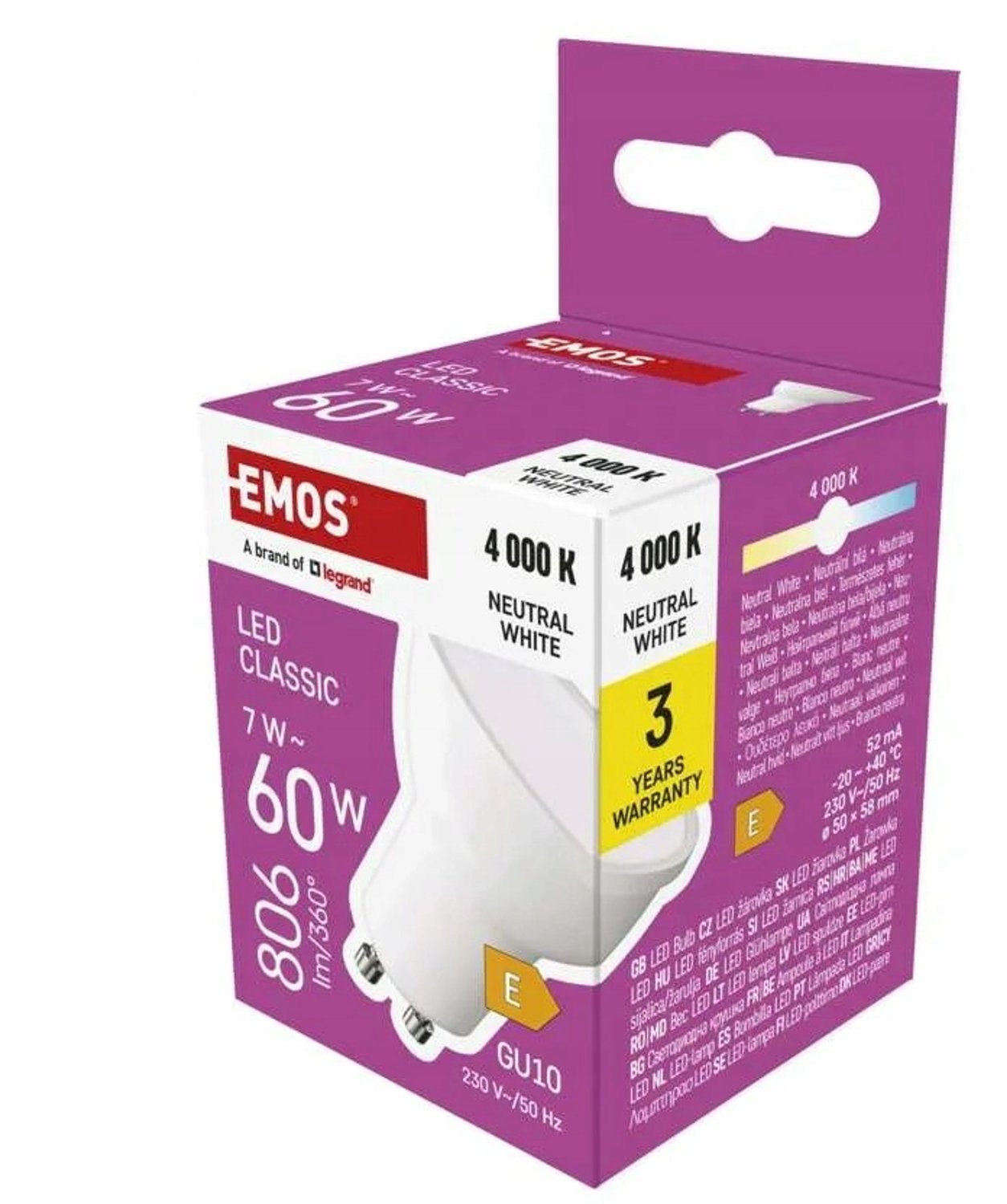 LED-lamp GU10 230V MR16 7W 806lm, neutraal wit 4000K, 100°