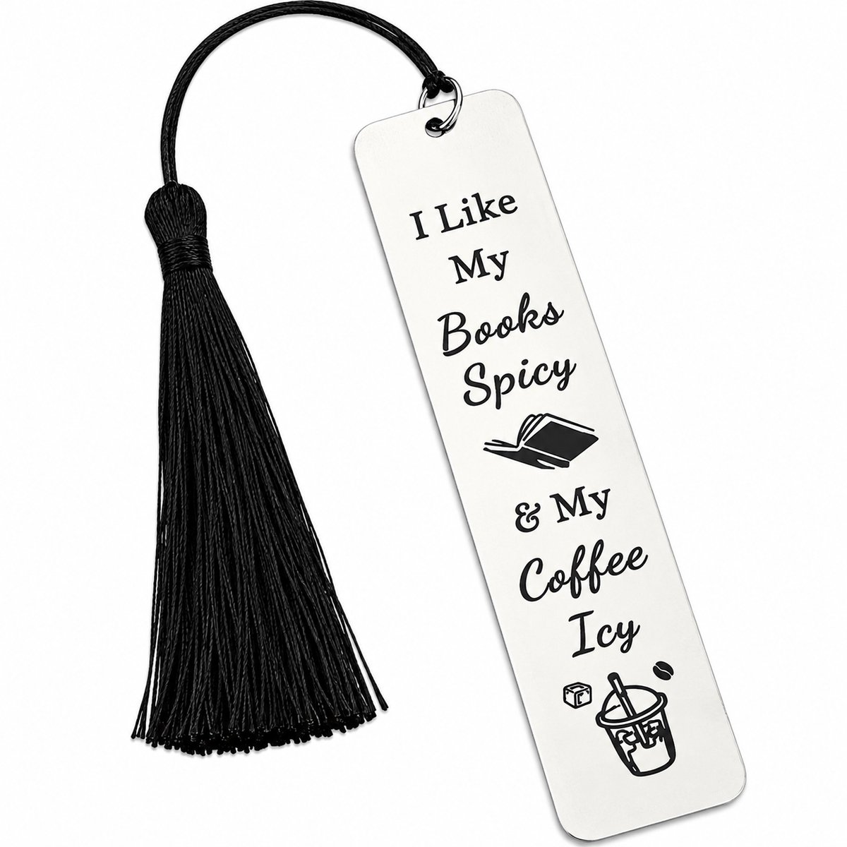 Nina’s Giftshop® Boekenlegger Metaal – Cadeau voor Boekenliefhebber – Cadeau voor Vrouw & Man – Grappige Bladwijzer – Bookmark – Spicy Book Cadeau – Koffie Cadeau – Verjaardagscadeau – Kerstcadeau