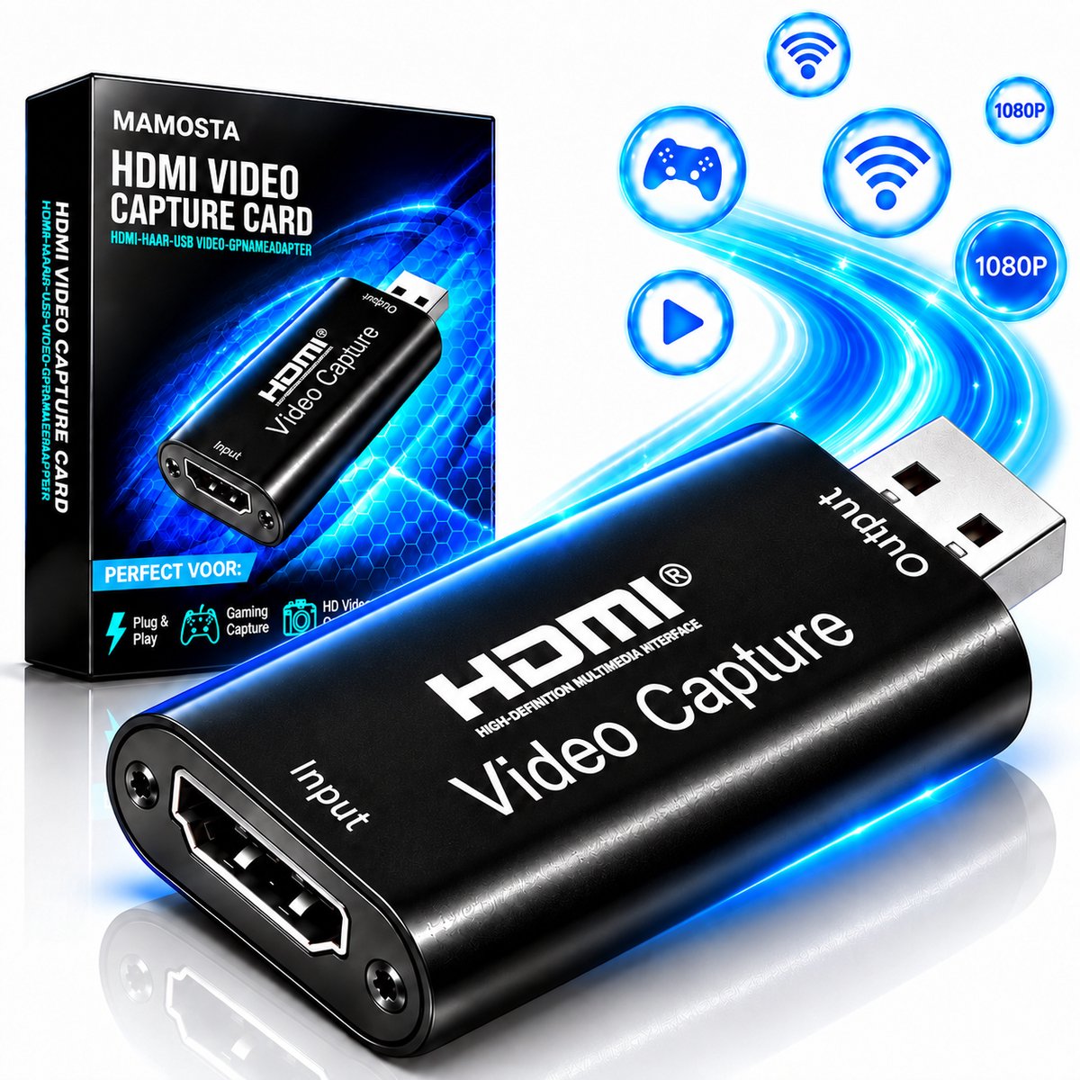 Mamosta® Capture Card HDMI Naar USB - Video Game Streamen & Opnemen - Geschikt Voor PS4, PS5, Nintendo Switch, Xbox, Windows & Mac