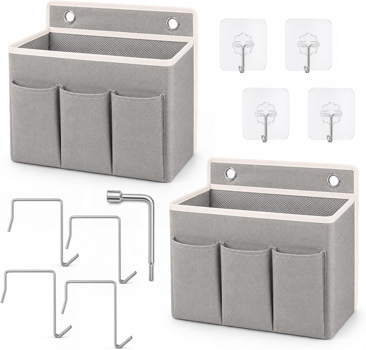 Hangorganizers klein - 2 stuks - met 4 zelfklevende en 4 metalen haken - eenvoudig te monteren - ShopVlot