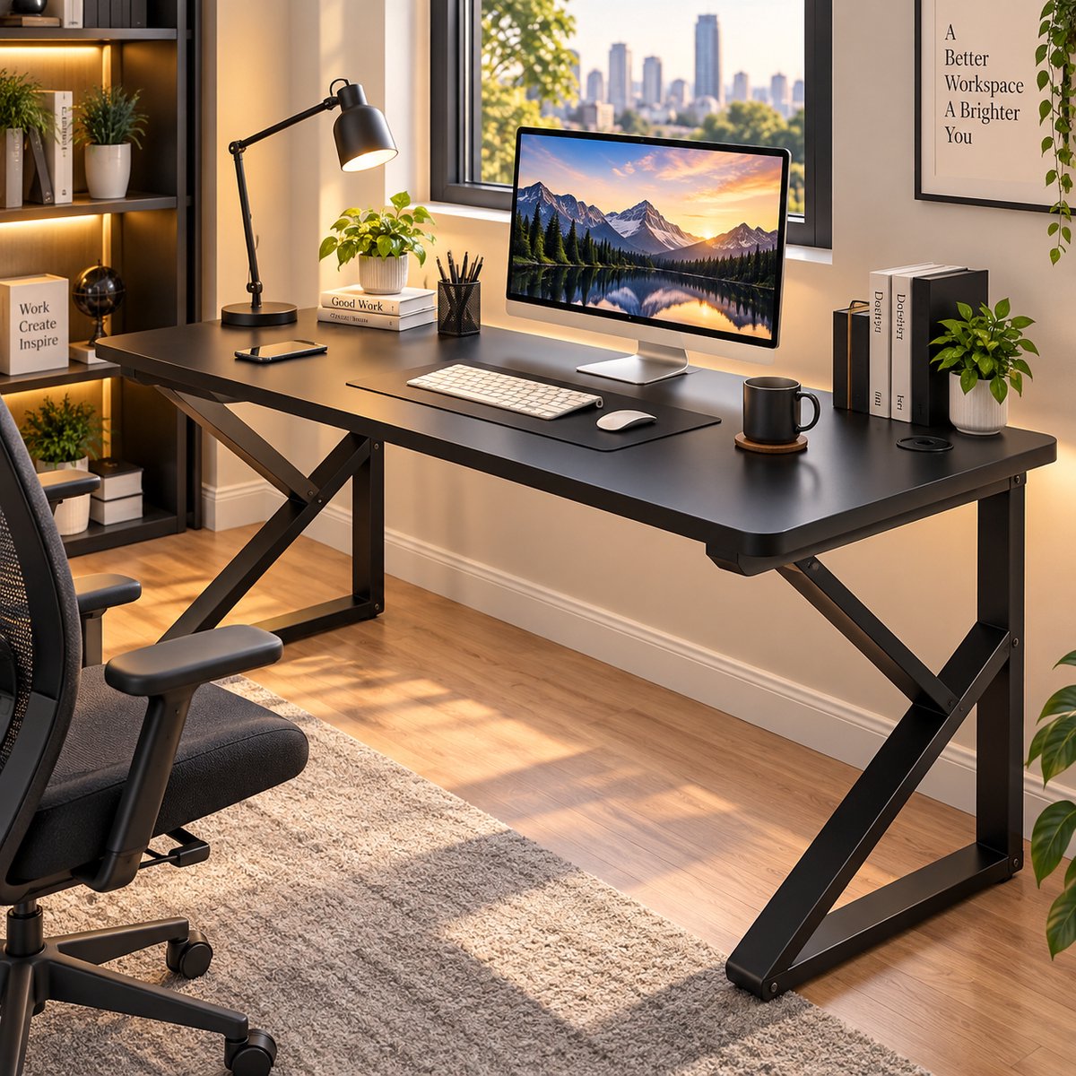Parasha Nova Bureau - computerbureau, thuiskantoor - laptopbureau, studie- en schrijftafel - kinderbureau, e-sportbureau, werkbank, pc-gamingbureau