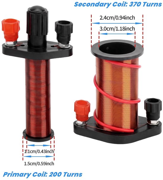 Demonstratie van elektromagnetische inductie met primaire en secundaire spoel voor natuurkundelessen en laboratoriumgebruik — afbeelding 5