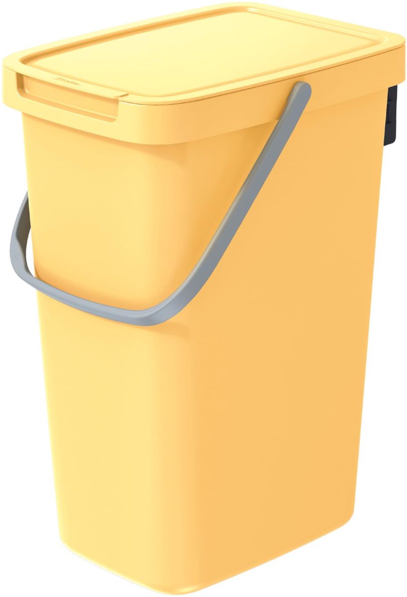 Systema Q Afvalscheidingshouder met deksel en handvat, afvalscheiding, afvalsorteercontainer (12 l, lichtgeel)