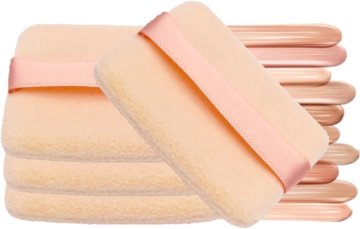 Set, 4 STKS Rechthoek Stroomden Make-up Poeder Puffs 2.16x1.78 Inches Vervanging Met Opbergdoos