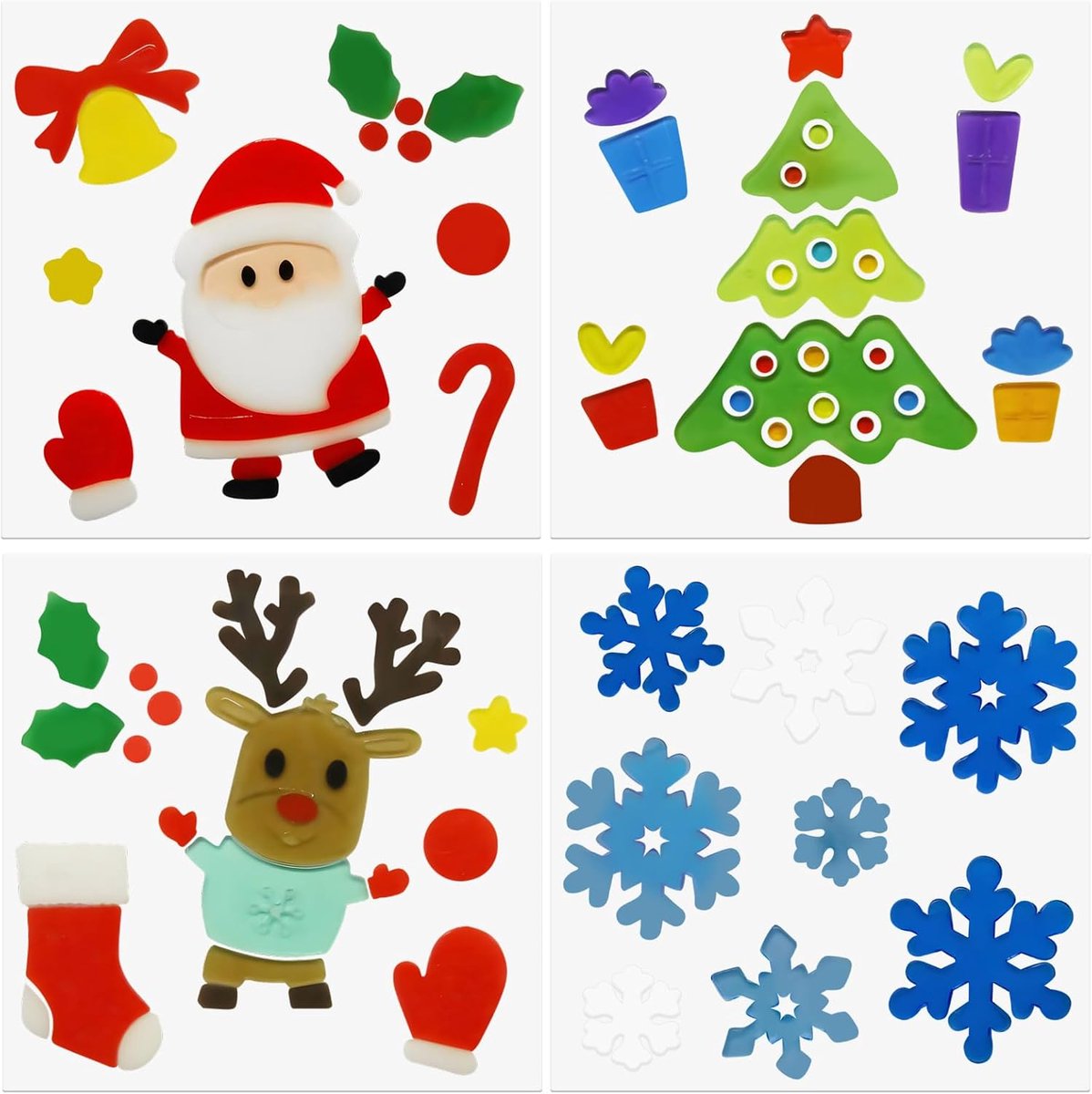 4 stks kerstgelstickers, kerstvensterstickers, wintercadeaus, kindervensterstickers, mooie pompoenen, vleermuizen, heksen,Merry Christmas Window Decals-A Style