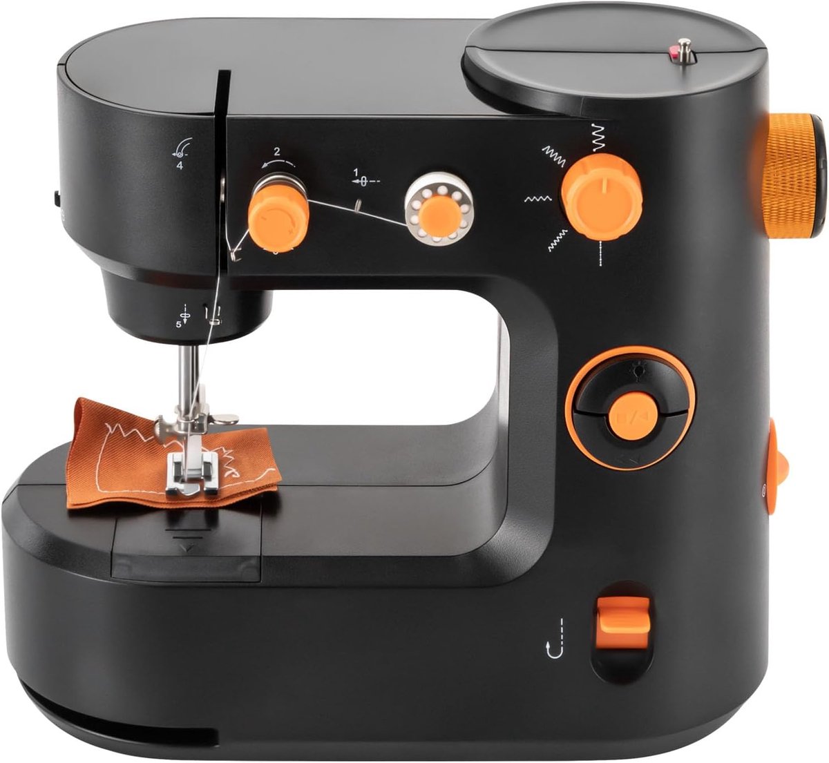 Naaimachine met draaiknop, vrije arm, super gebruik naaimachine, automatische inrijger, zes soorten naden voor het naaien van alle soorten stoffen, automatisch spoelen, voor gevorderden (zwart)