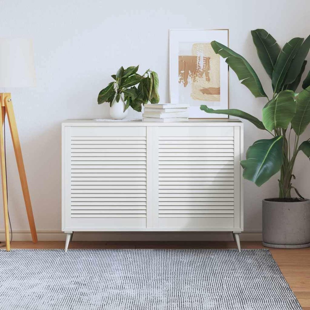 Lamellendeuren, set van 2, wit, 69 x 59,4 cm, kastdeur van grenenhout, voor ventilatie