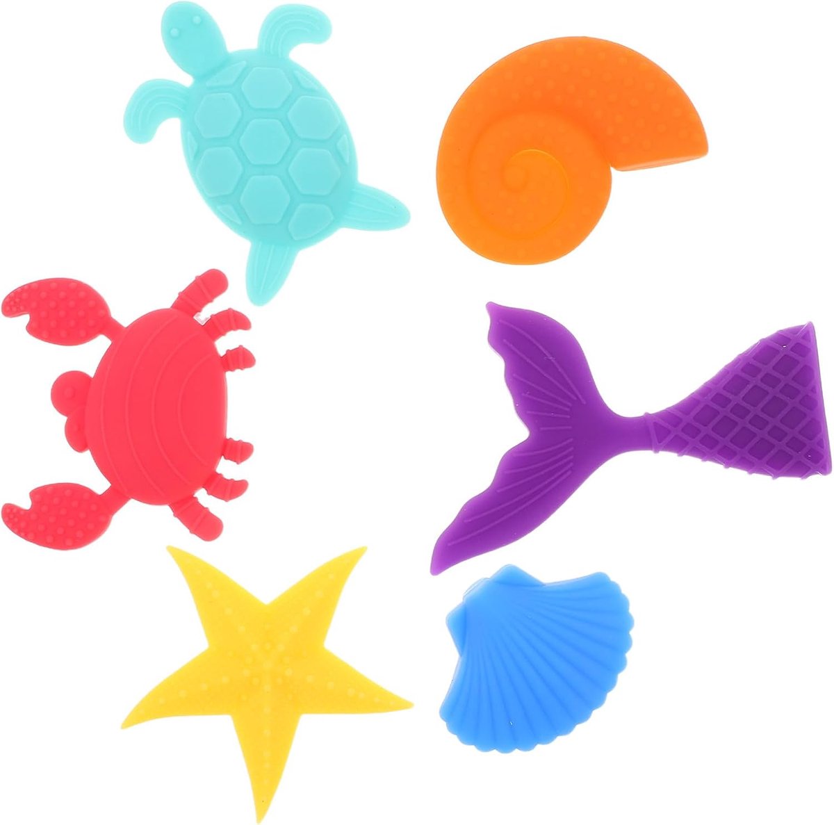 6 stuks Fidget Toys voor : Sensorische stenen van siliconen in de vorm van oceaandieren, herbruikbaar sensorisch voor autisme, cognitief trainingsspel voor thuis en op reis.