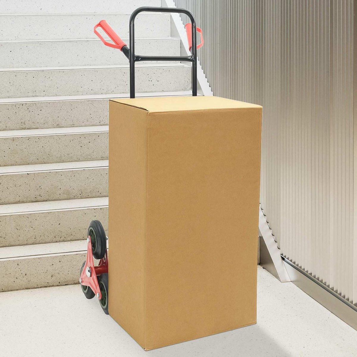 Staal, transportwagen, inklapbaar, uittrekbaar, 64,5 x 49,5 x 114 cm, vrachtwagen voor tuin, werkplaats, garage, zwart/rood