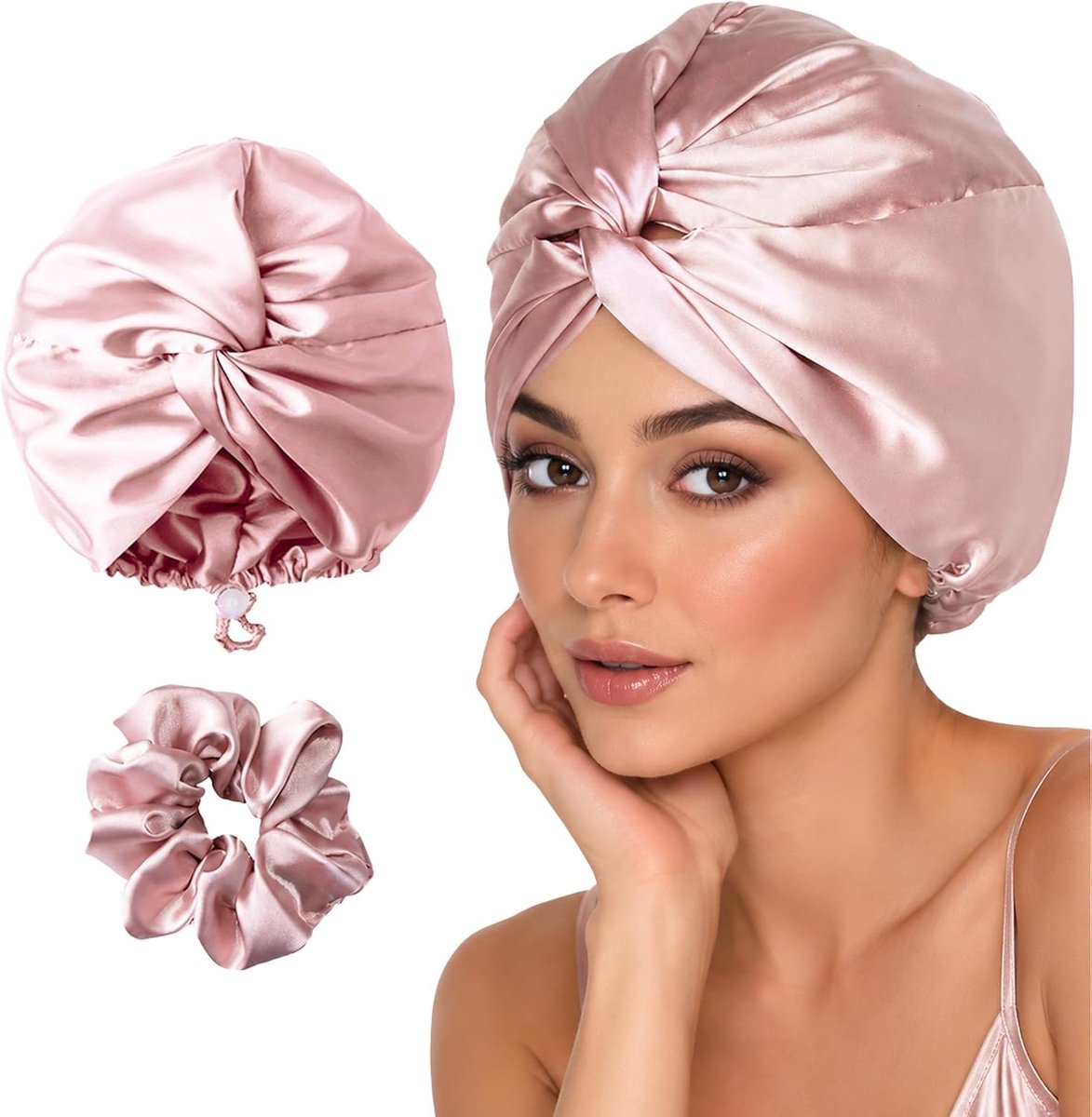 Satijnen bonnet om te slapen,Haarwraps Set Scrunchie, Slaap Cap