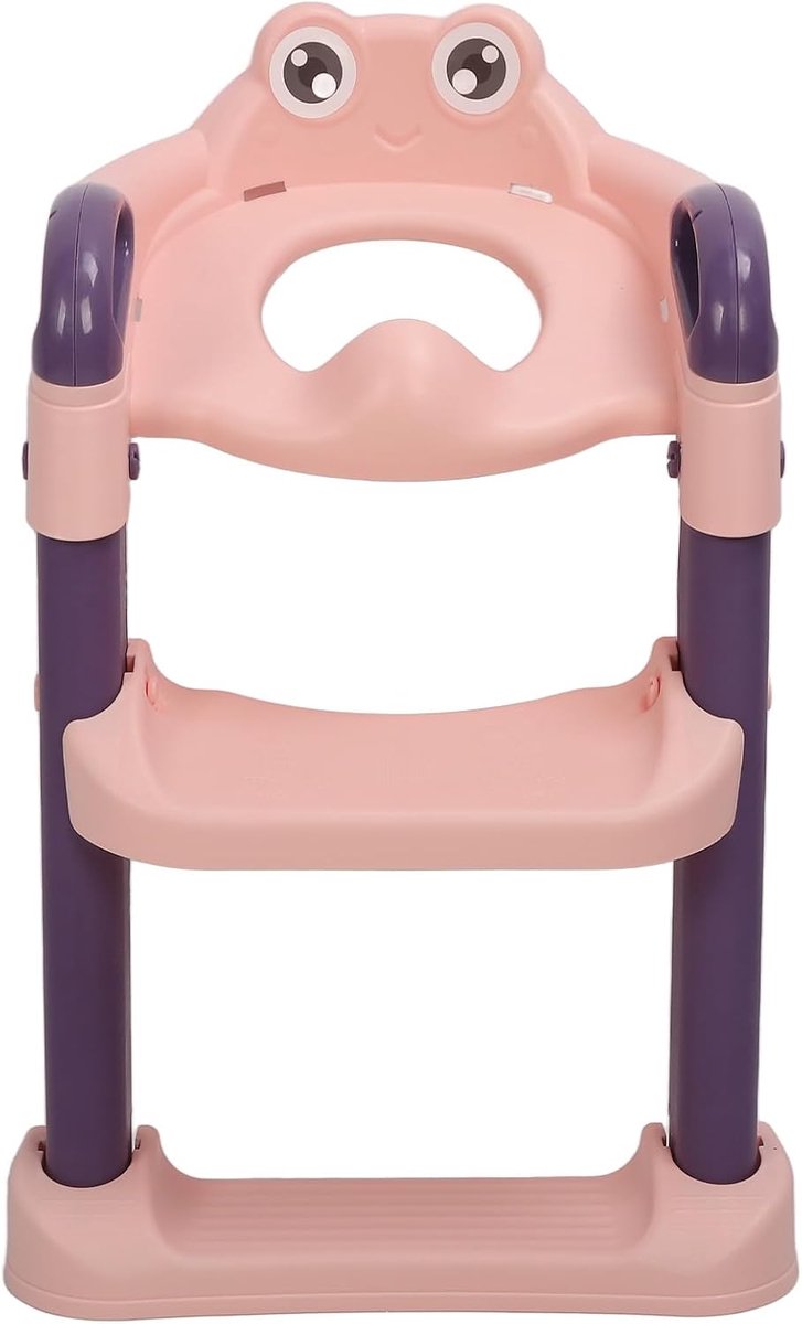 Toiletladderstoel in cartoon-pot voor kinderen, verstelbare ladder voor uitstapjes, PP-materiaal (roze)