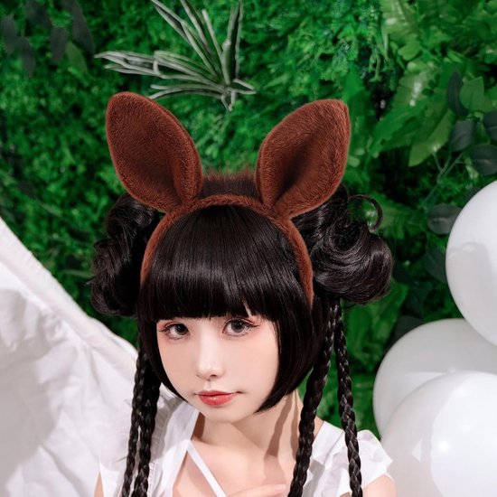 2 Stuks Pluche Paardenoren Haarbanden Zachte Bruine Dierenoren voor Dames Cosplay Festivalaccessoires Comfortabele Hoofdband voor Verjaardagen Carnavalskostuums — afbeelding 2