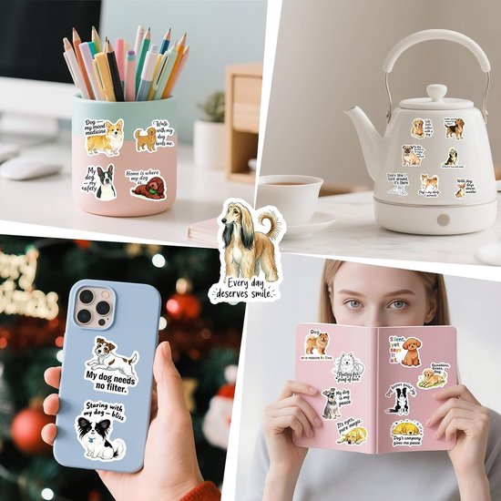 112 Stuks honden tekst stickers,troostende hondenstickers,kalmerende hondenstickers,huisdier stickers voor waterflessen,koffers,fietsen,auto's,tablets — afbeelding 3