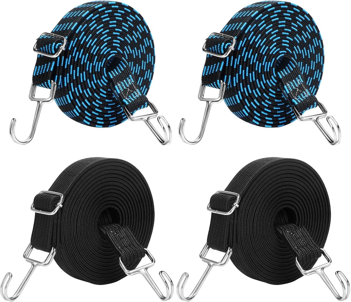 4 stuks verstelbare spanbanden met haak expander spanbanden met haken 1 m en 2 m