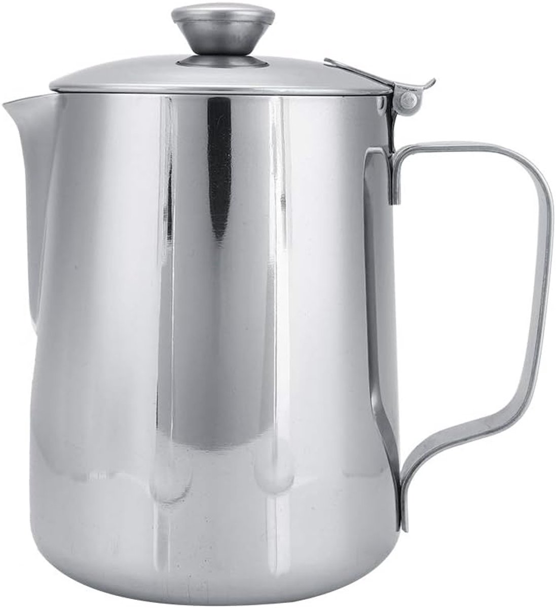 Melkopschuimkan, 6.1oz ~ 23.99oz Stomende Kannen Roestvrijstalen Koffiekop Mok Melkopschuimende Kan Koffiekan met Deksel voor Espressomachines Latte Coffee Art Barista Tool(600ml)