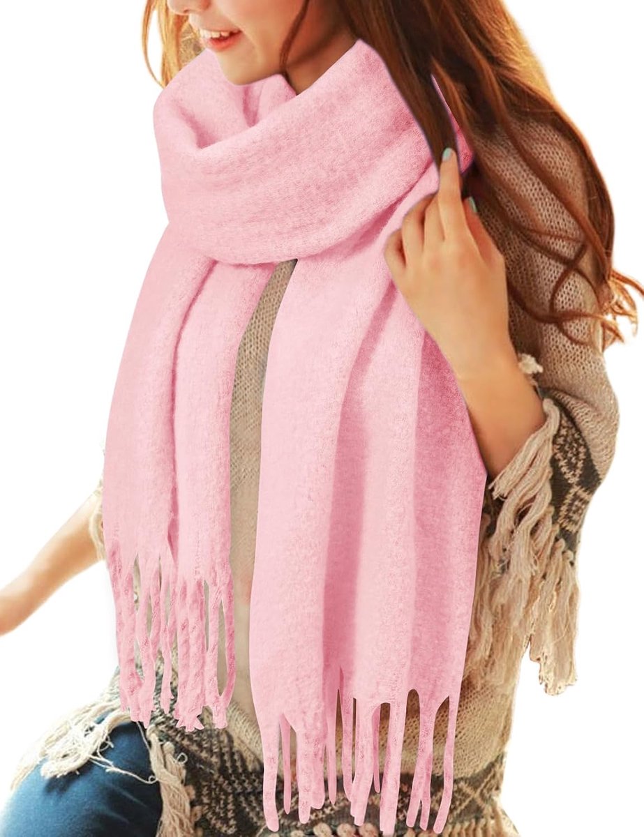Voqeen Dames sjaals winter lange pluizige sjaals oversized dikke warme deken sjaal grote kwastjes sjaal en wraps geschenken voor dames