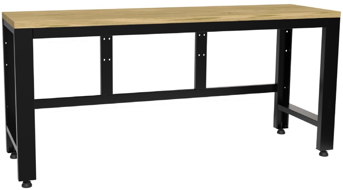 Kraftmeister werkbank Premium 204 cm - Werktafel met eiken werkblad - Zwart