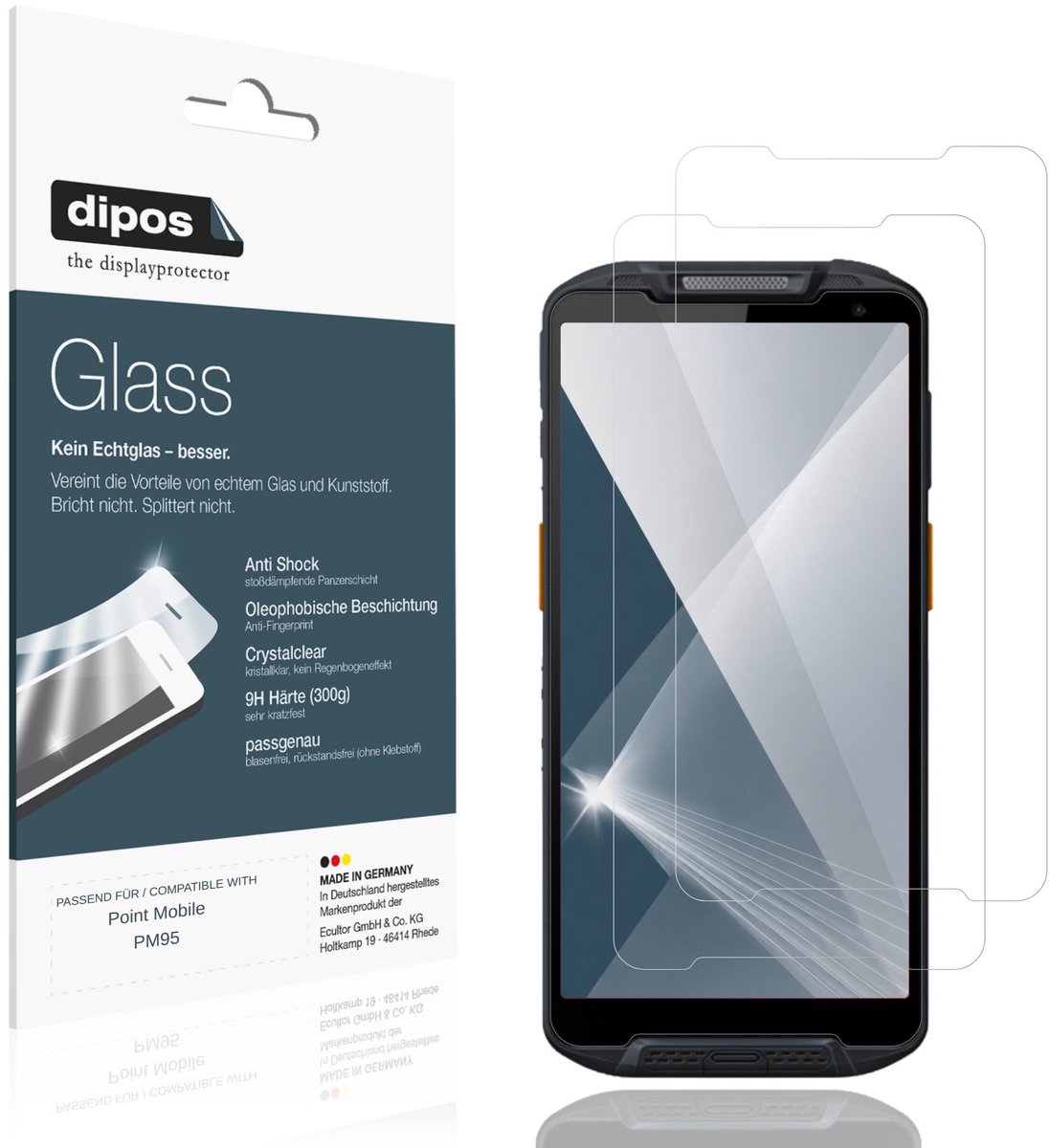 dipos – 2x Pantserfolie geschikt voor Point Mobile PM95 | 9H Screenprotector