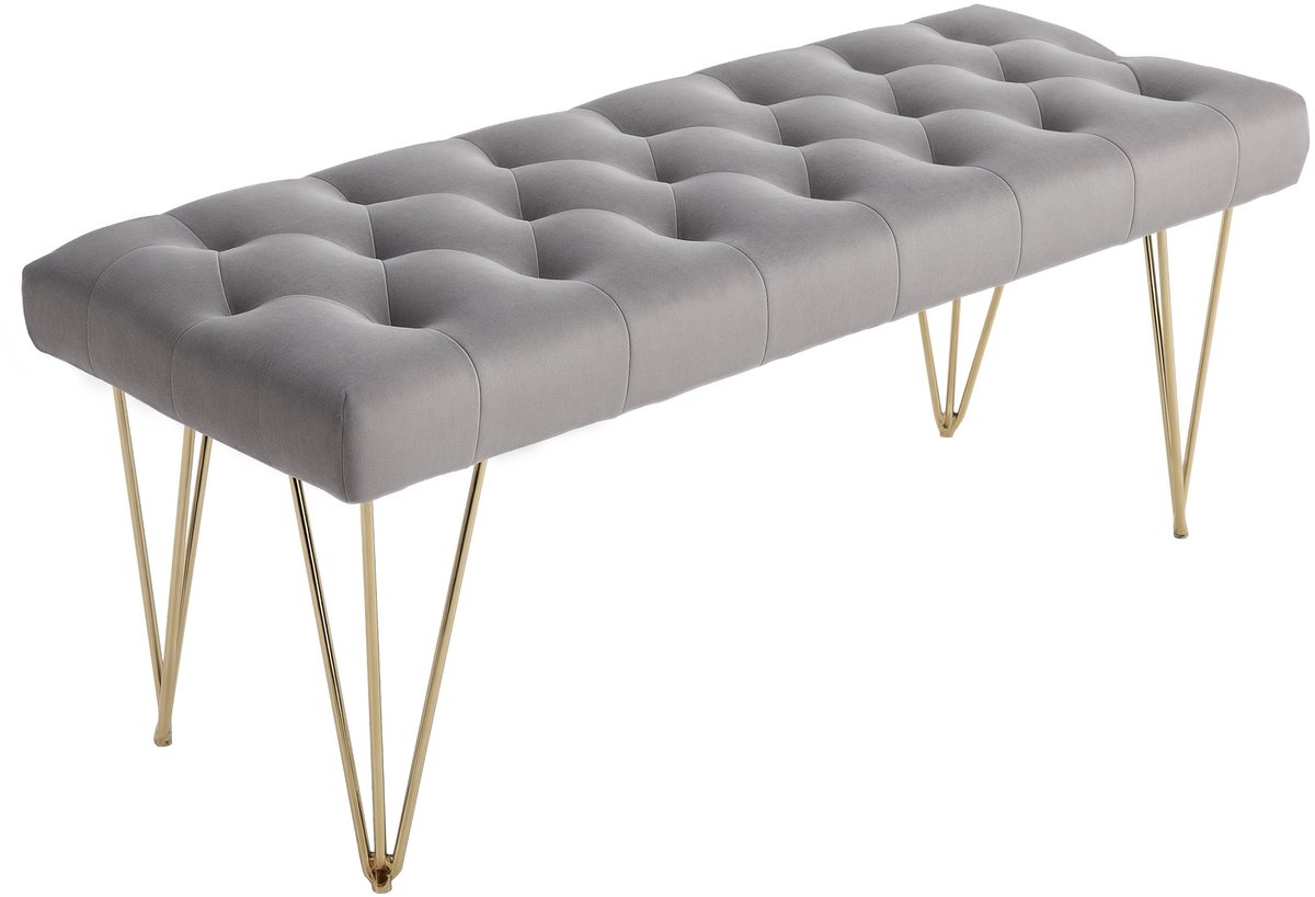 Homona Zitbank - Met fluwelen bekleding - 116 x 44,5 x 49 cm - Grijs