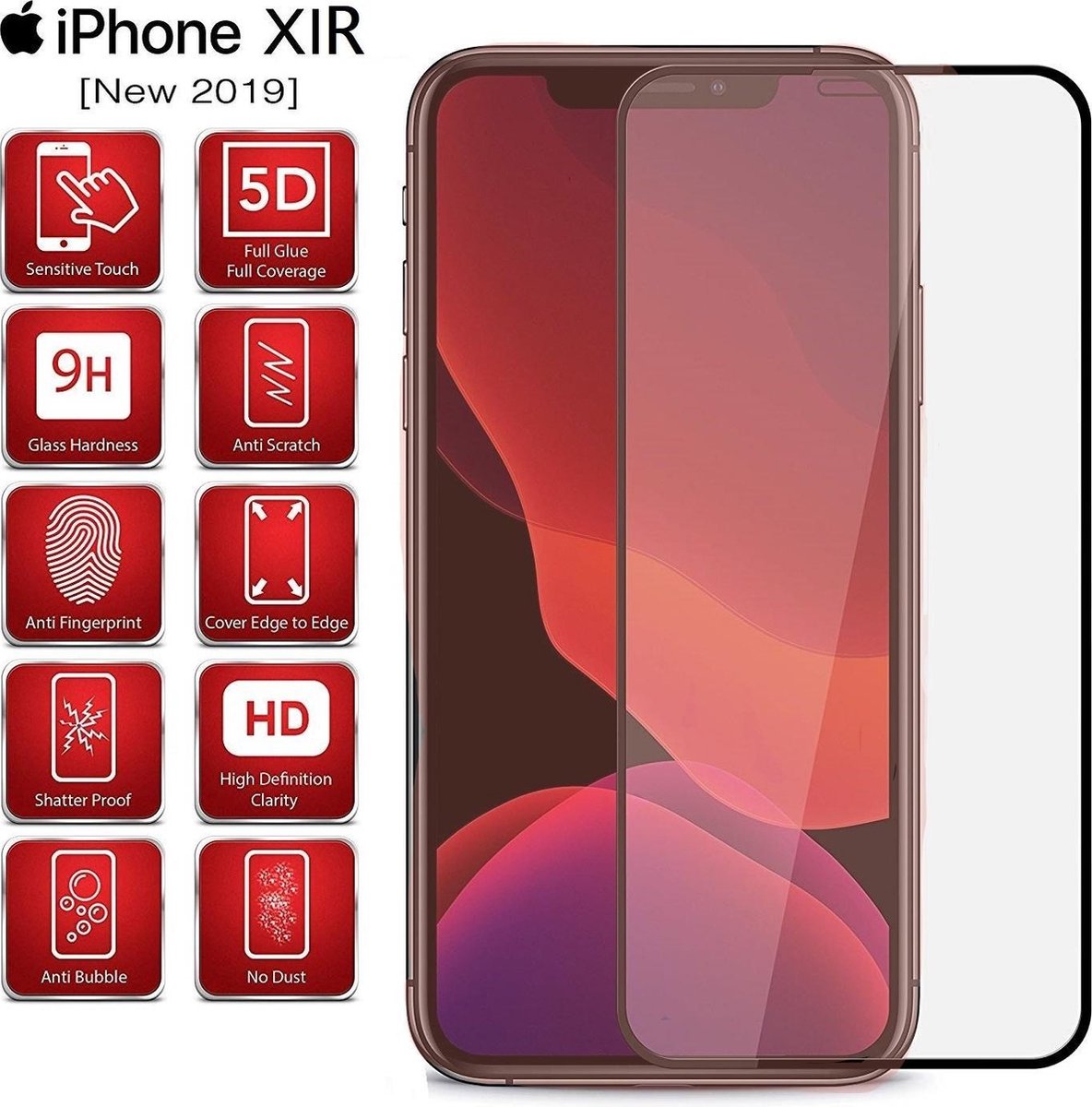 Ntech Screenprotector Full Cover Screenprotector voor Geschikt voor iPhone 11 - Zwart