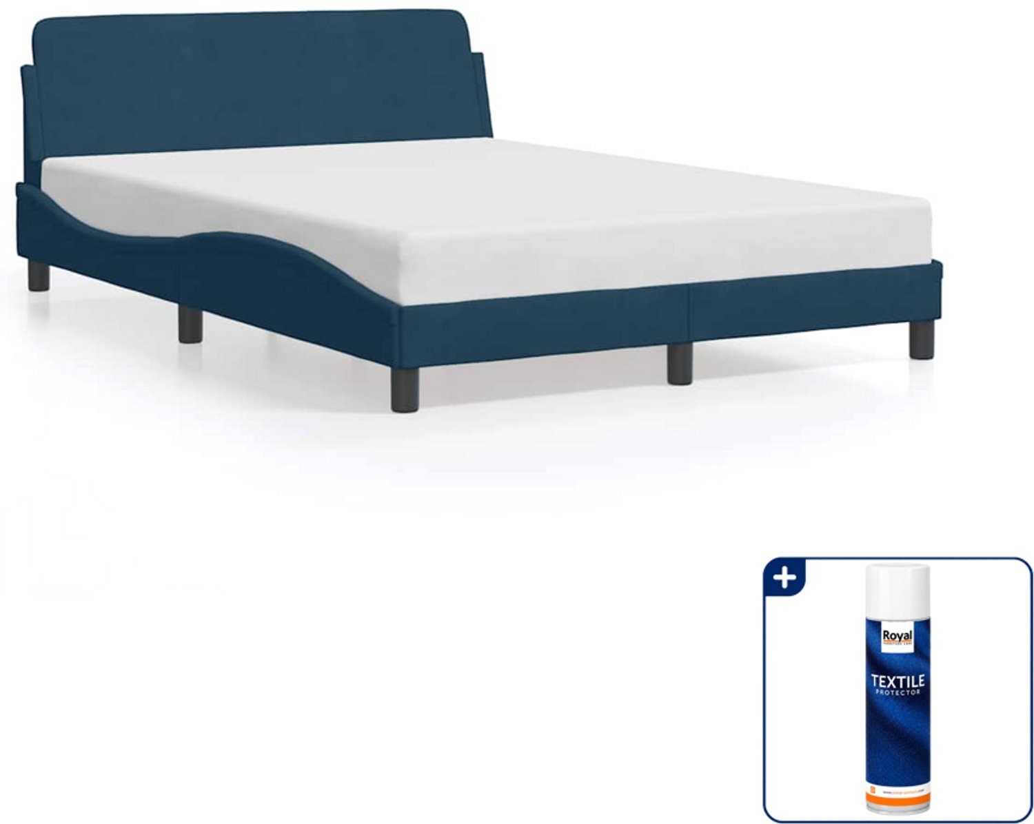 vidaXL Dover bedframe - Small double 140 x 200 cm - blauw - Inclusief textielbeschermer 500 ml