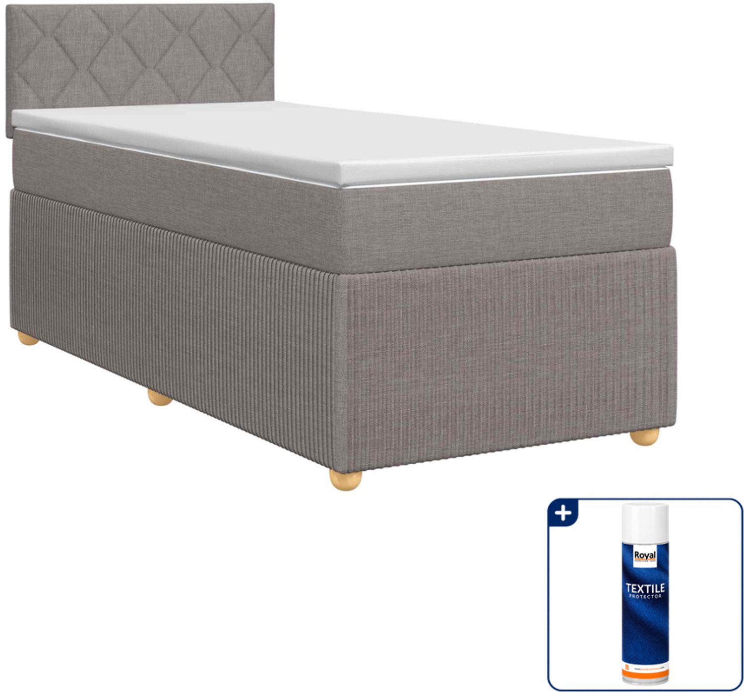 vidaXL boxspringbed - 80 x 200 cm - taupe - Inclusief textielbeschermer 500 ml