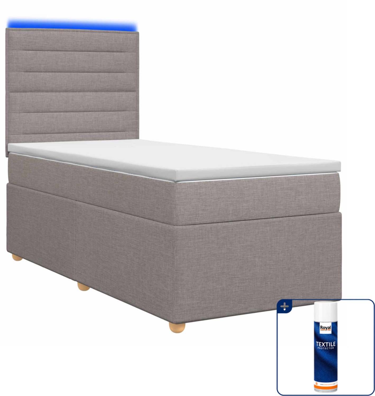 vidaXL boxspringbed met matras - 100 x 200 cm - taupe - Inclusief textielbeschermer 500 ml