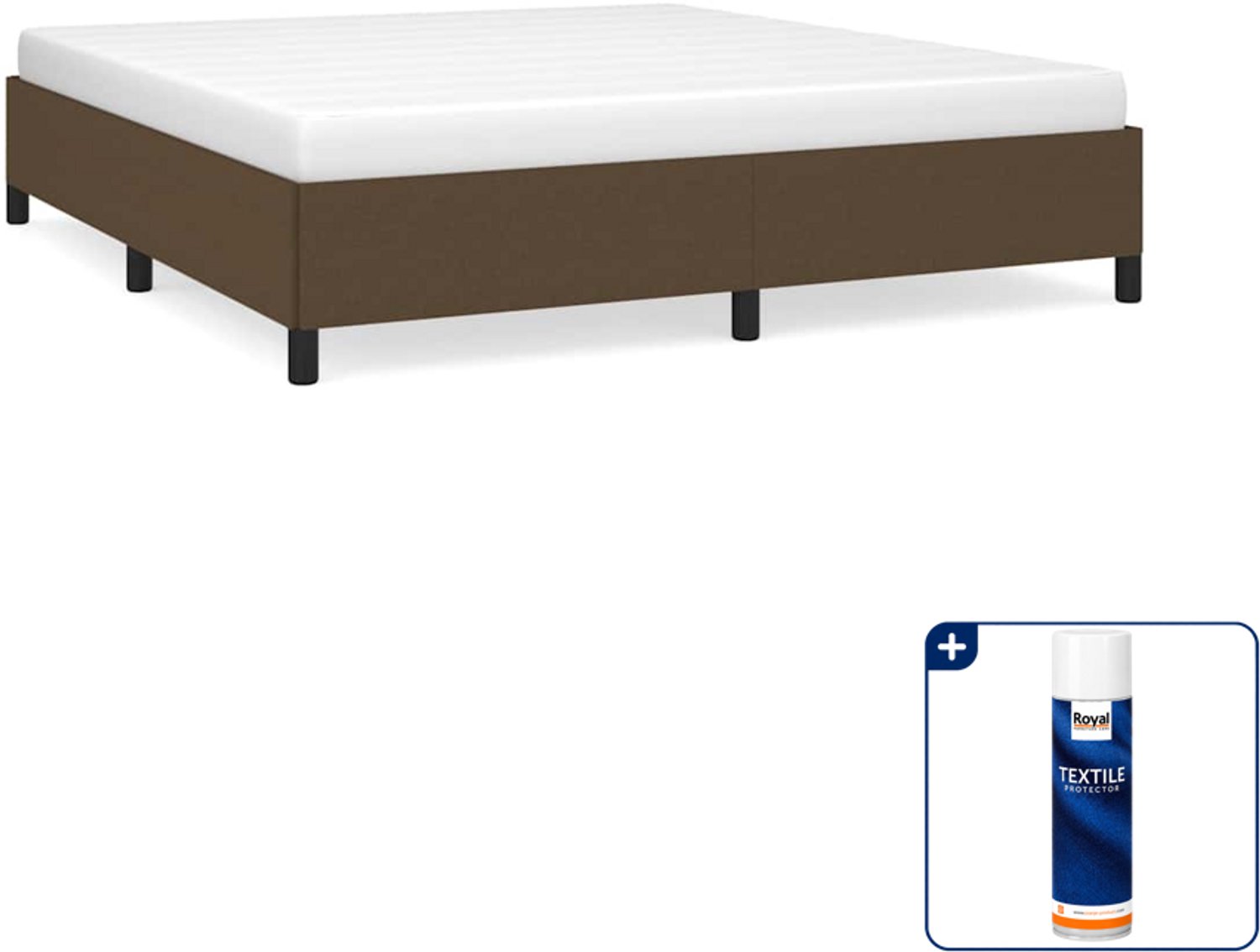 vidaXL Bedframe - Kingsize - 180 x 200 cm - donkerbruin - Inclusief textielbeschermer 500 ml