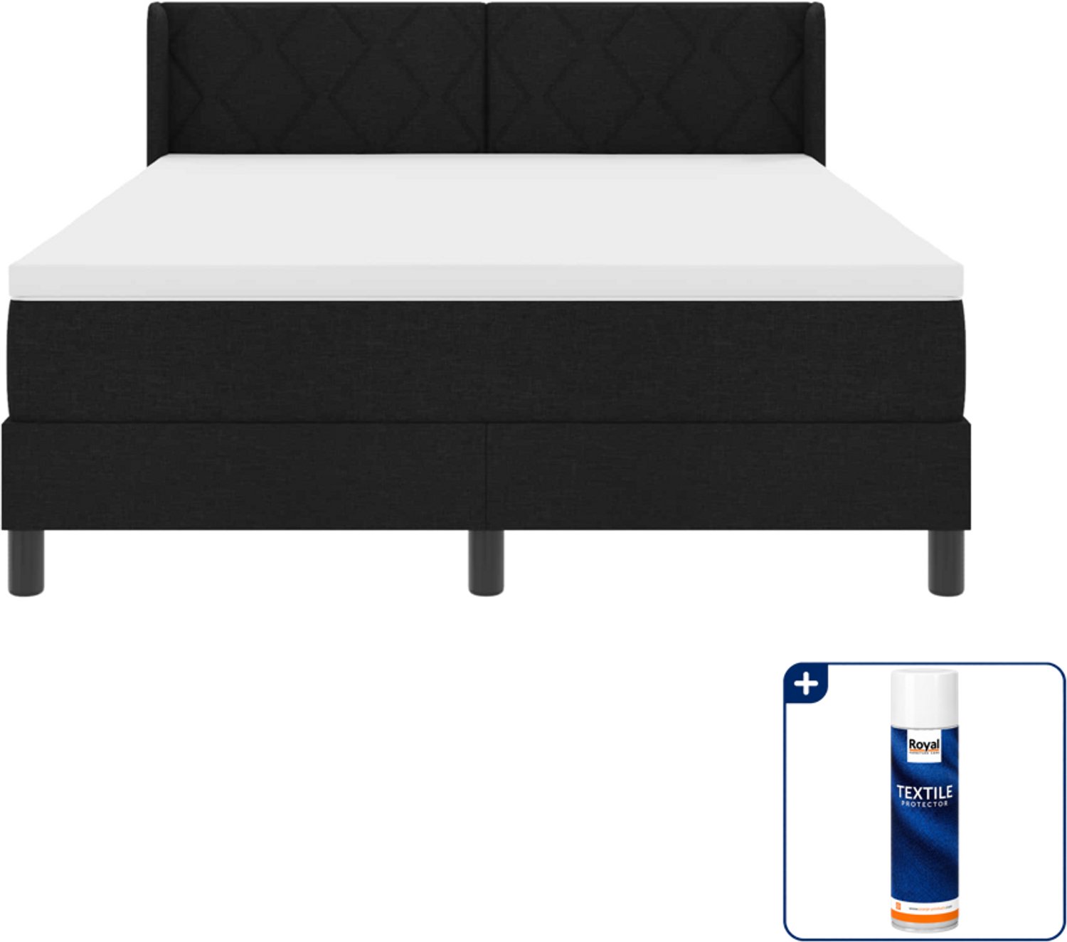 vidaXL boxspringbed - Queensize - 160 x 200 cm - Zwart - Inclusief textielbeschermer 500 ml